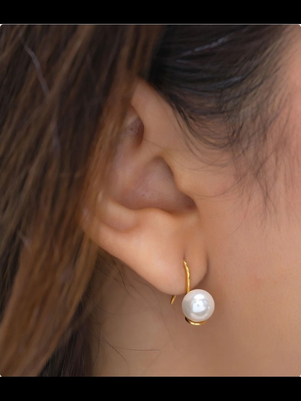 Real 925 Sterling Silver Earrings Yellow Gold Mother of Pearl 10mm Earrings Hook